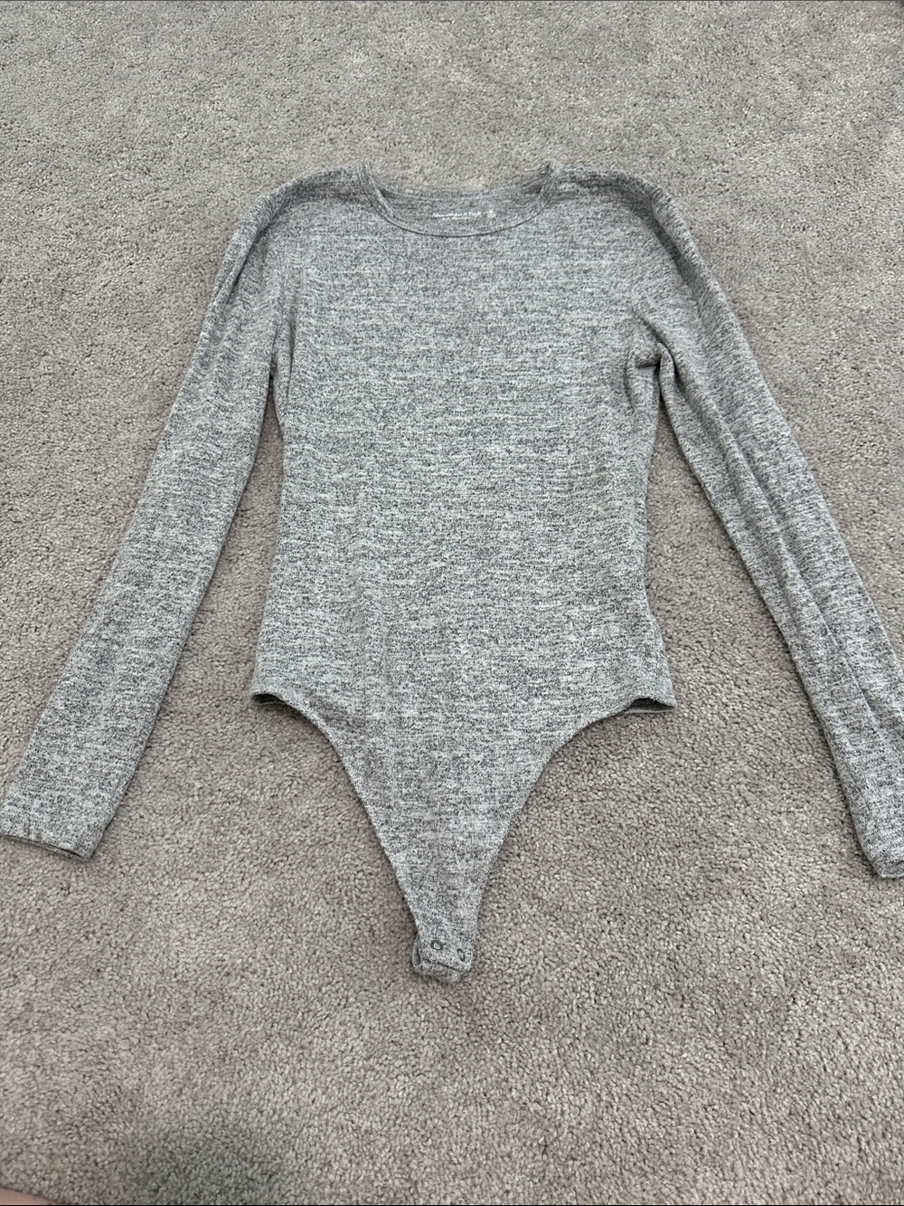 Abercrombie & Fitch Gray Long-Sleeve Soft Sweater Bodysuit